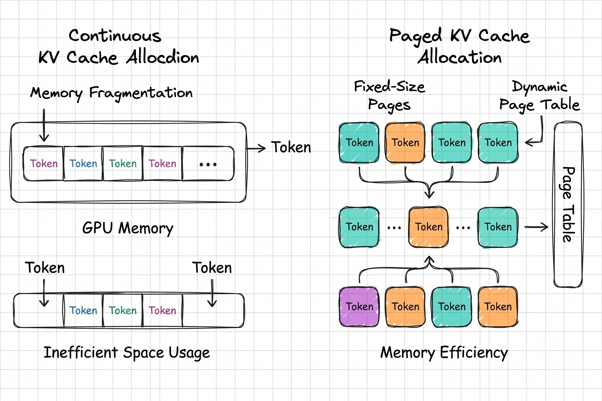 IMAGE: Traditional KV Cache vs PagedAttention